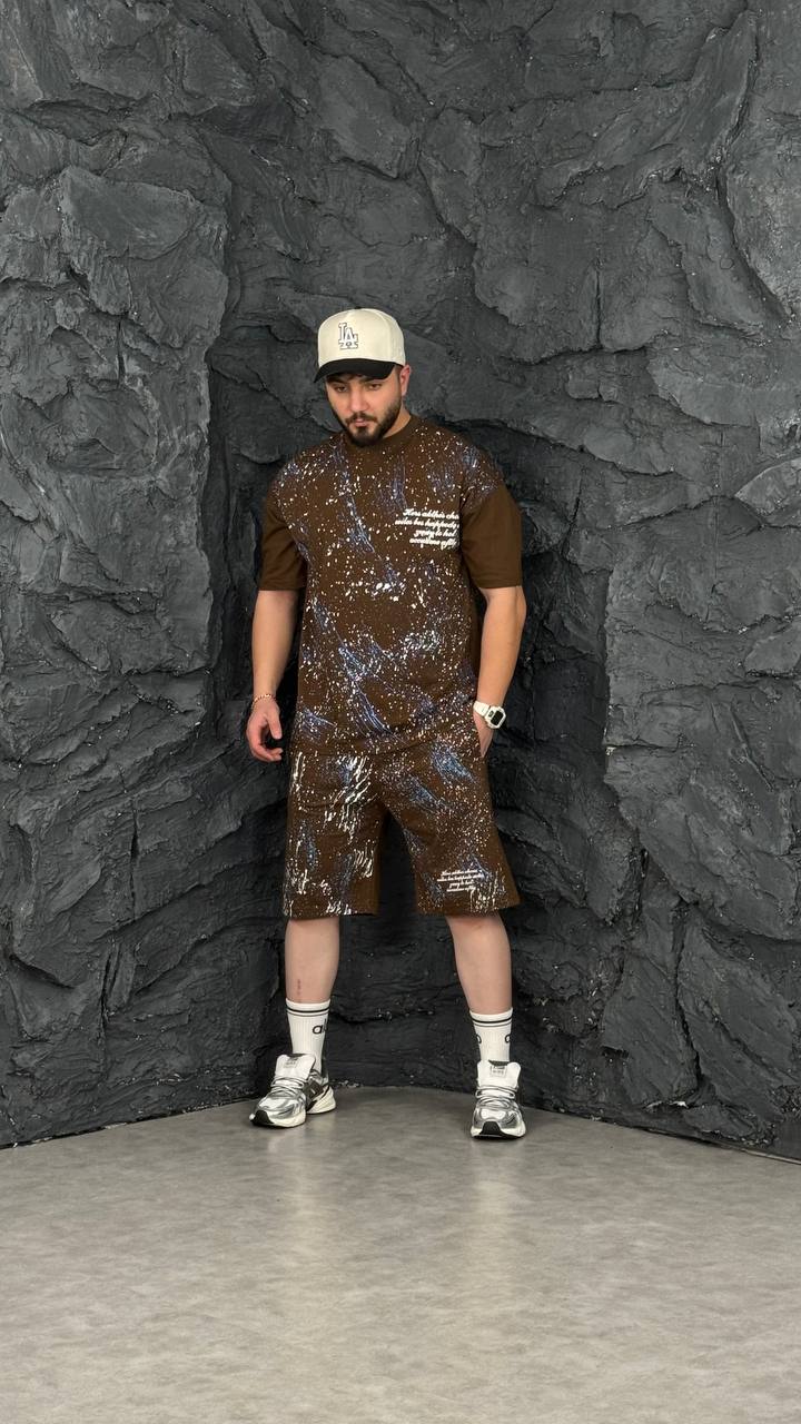 ست تیشرت شلوارک آبرنگی