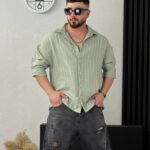 پیراهن راه راه ریزشی