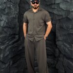 ست پیراهن شلوار بیسیک میله ای